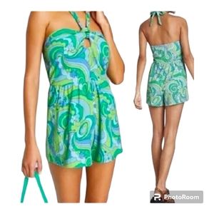 NWT, wild fable, XS, Women's Blue and Green Swirl Romper